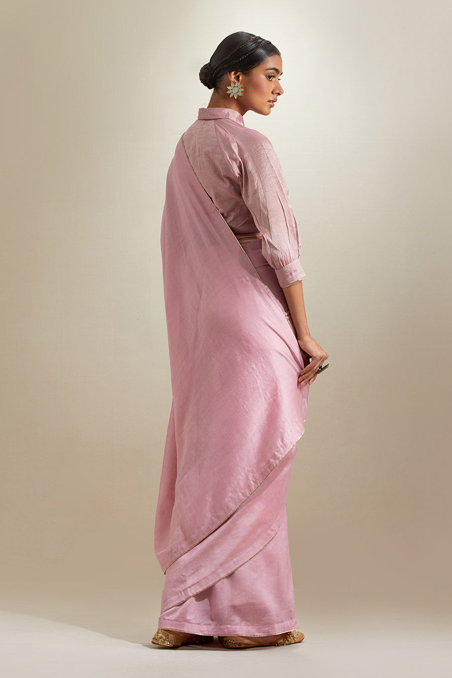 Light Pink Chanderi Saree with Zari Blouse