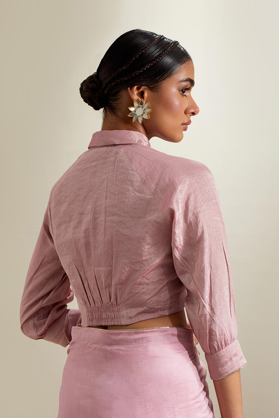 Light Pink Chanderi Saree with Zari Blouse