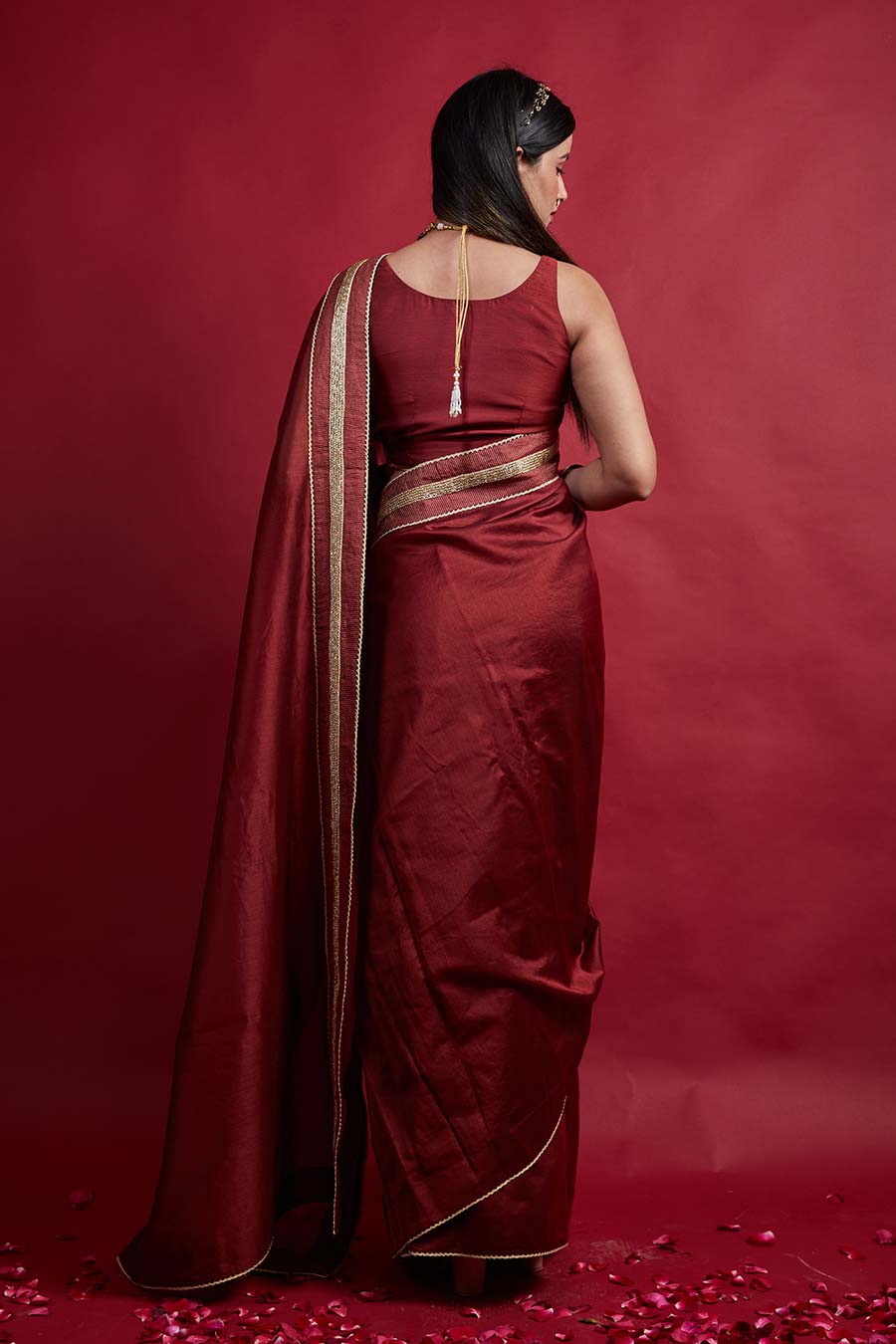 Maroon Pre-stitched Saree