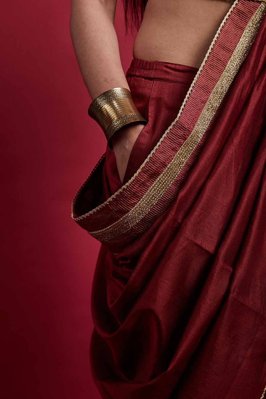 Maroon Pre-stitched Saree