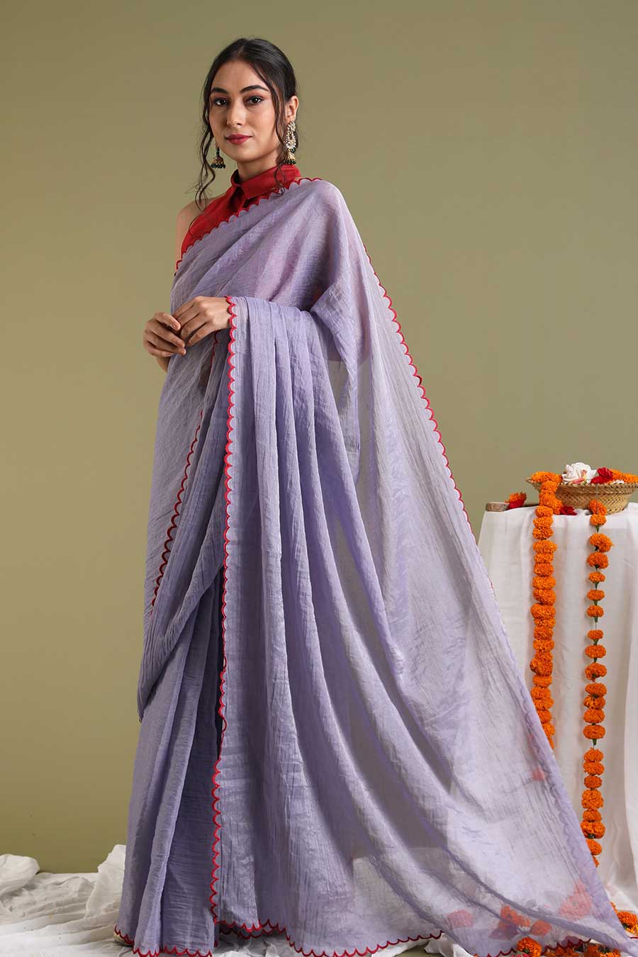 Lavender Chanderi Saree
