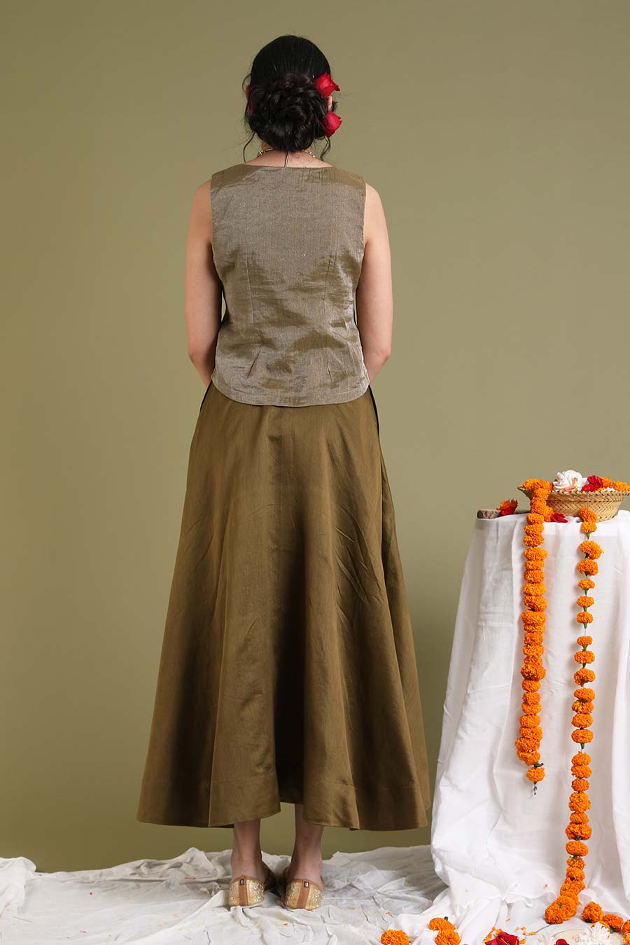 Tabacco Brown Flared Skirt