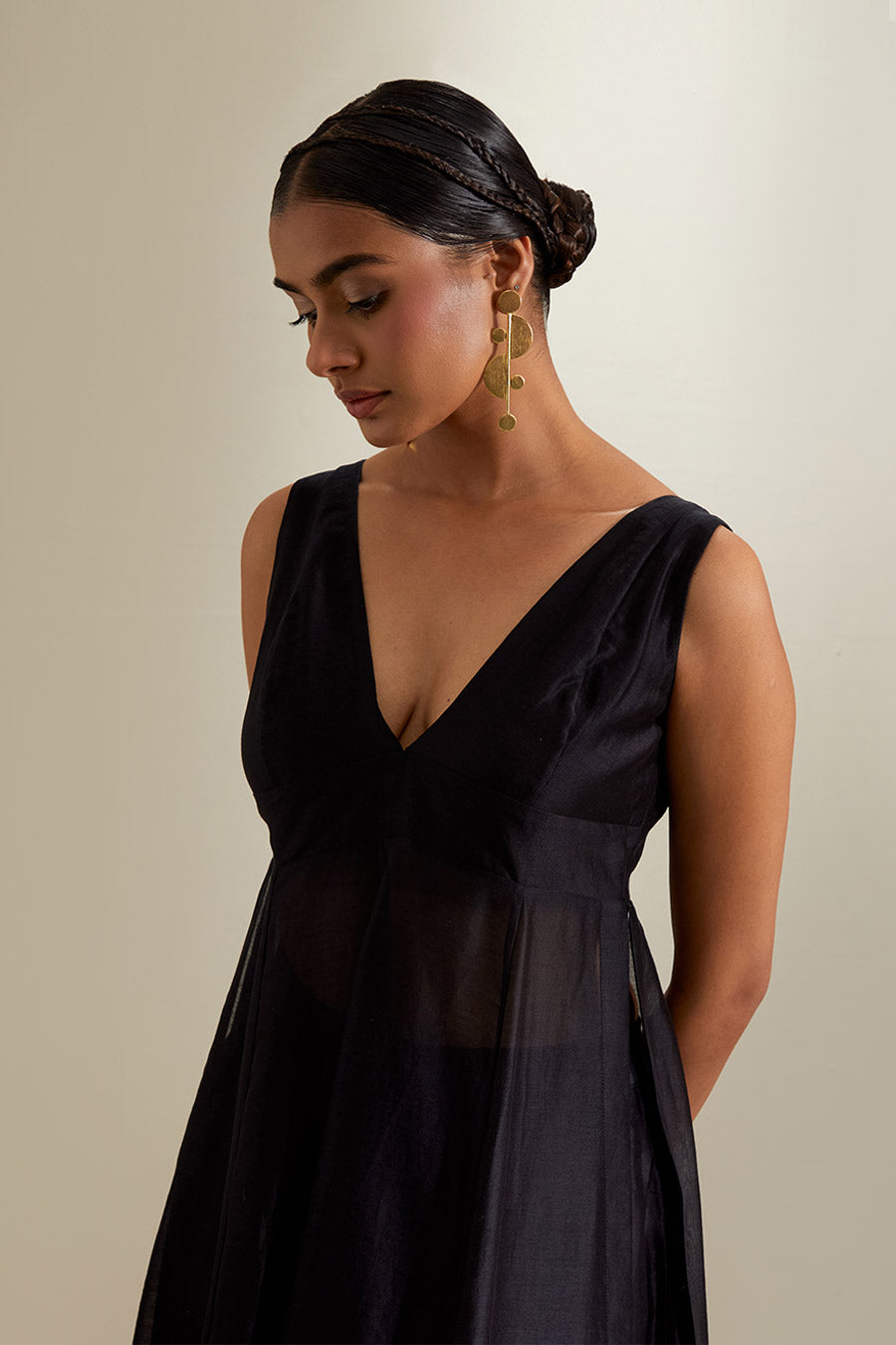 Black Chanderi Anarkali & Palazzo Set