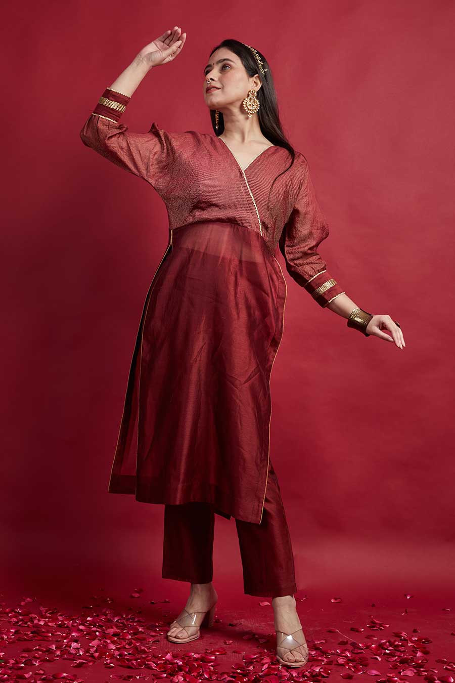 Maroon High Slit Kurta & Pant Set