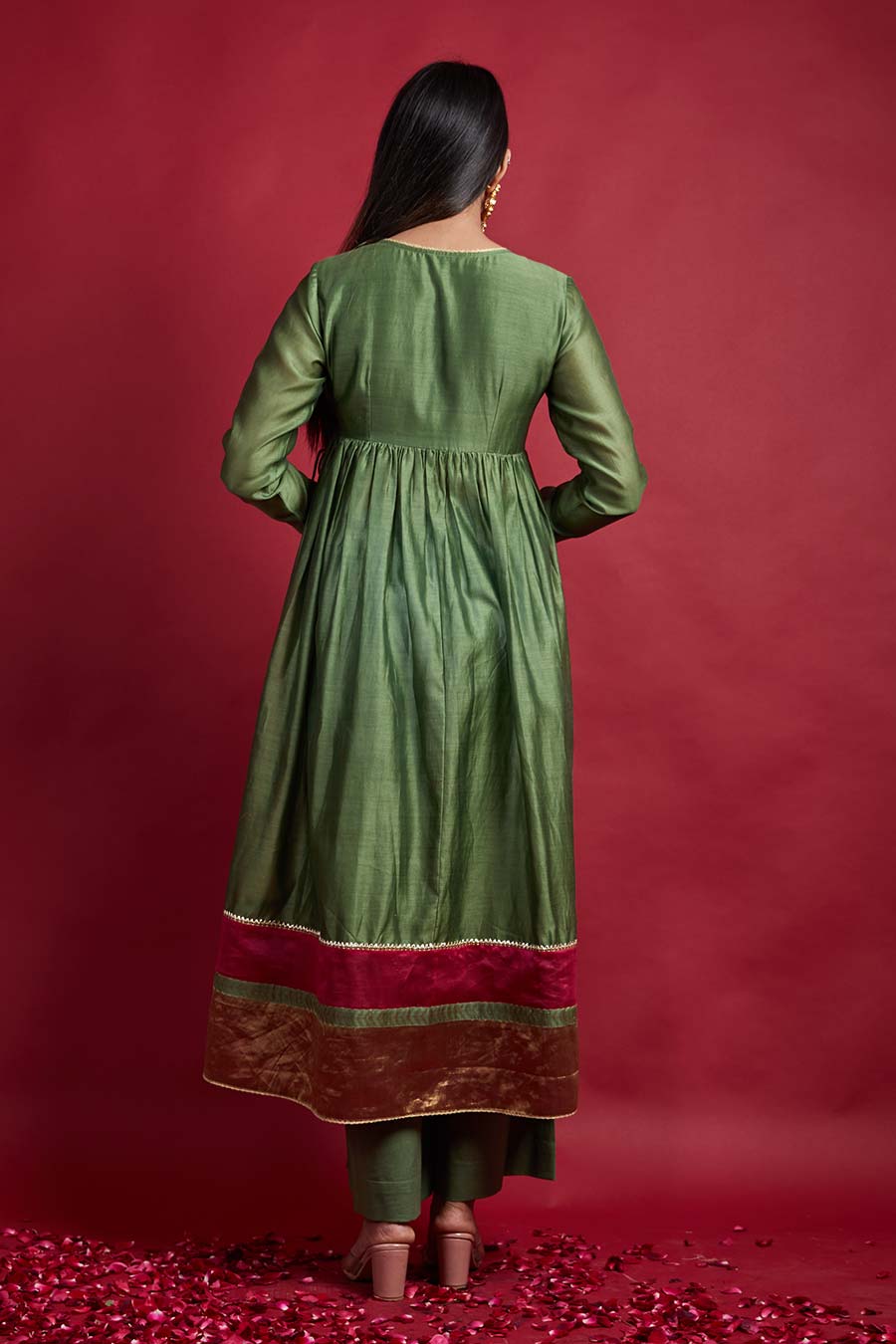 Gathered Wrap Anarkali Kurta & Palazzo Set
