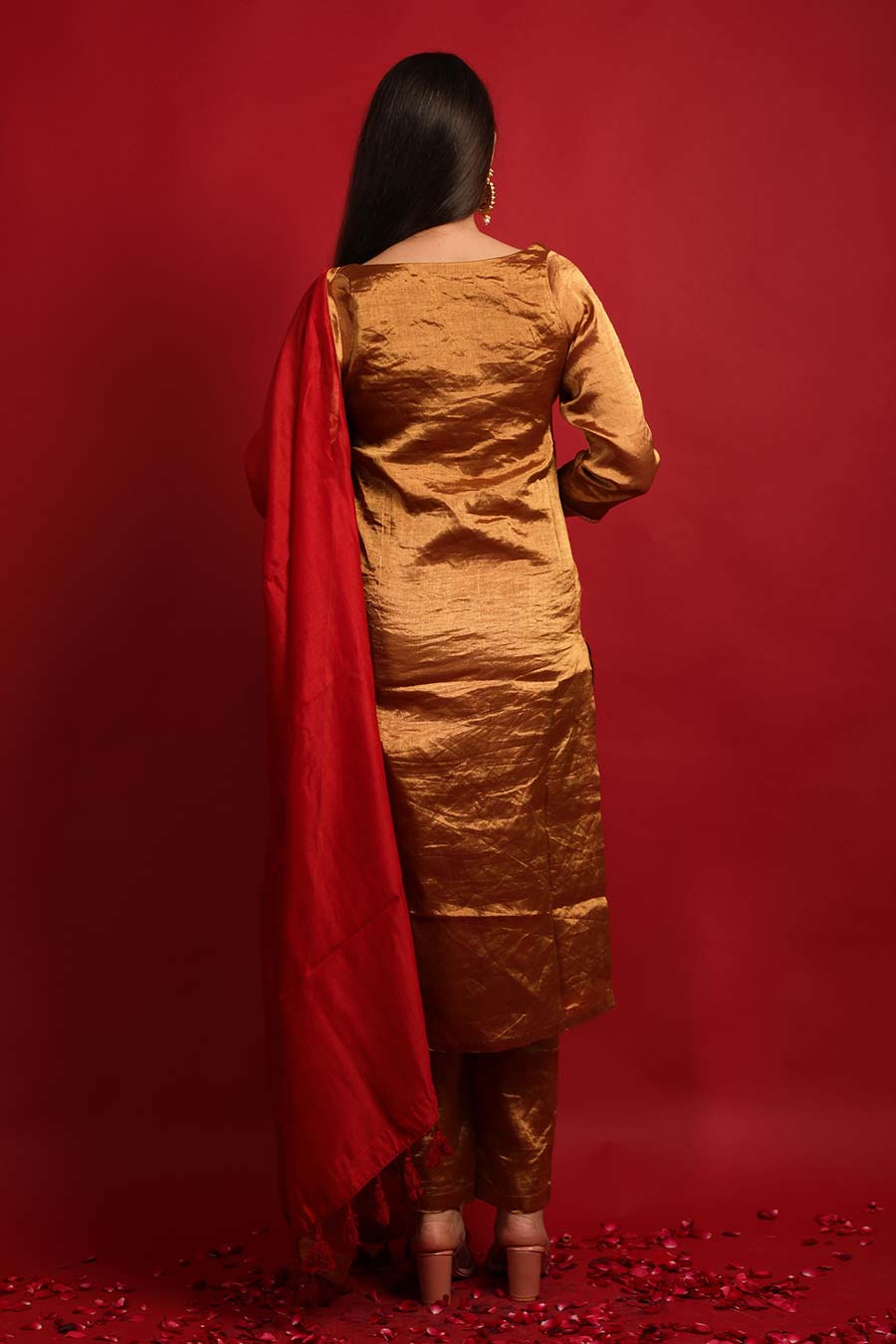 Gold Zari Handloom Kurta Set