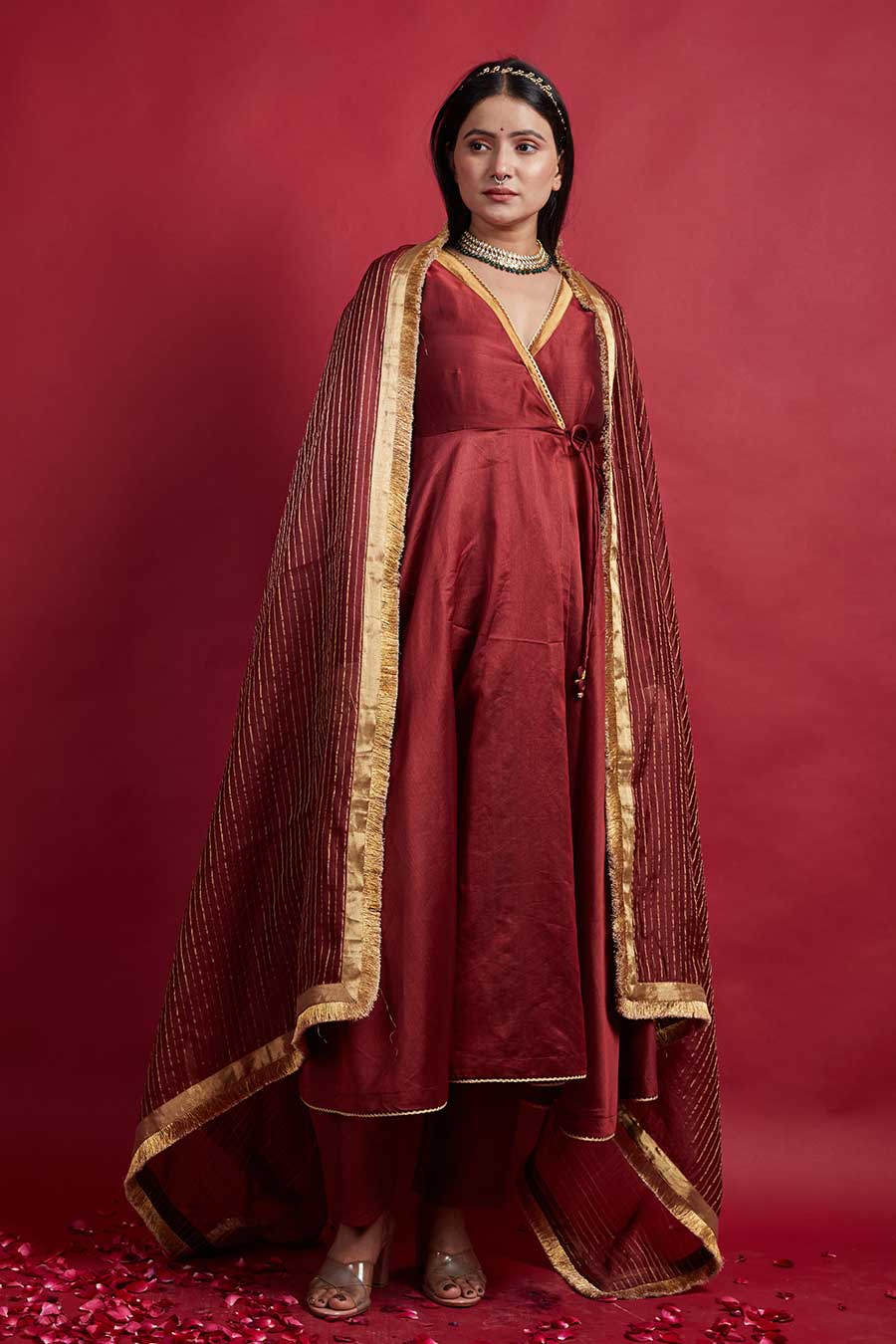 Maroon Anarkali Kurta Set