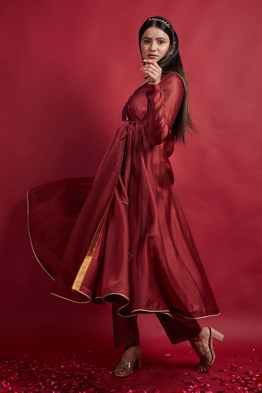 Maroon Anarkali Kurta Set