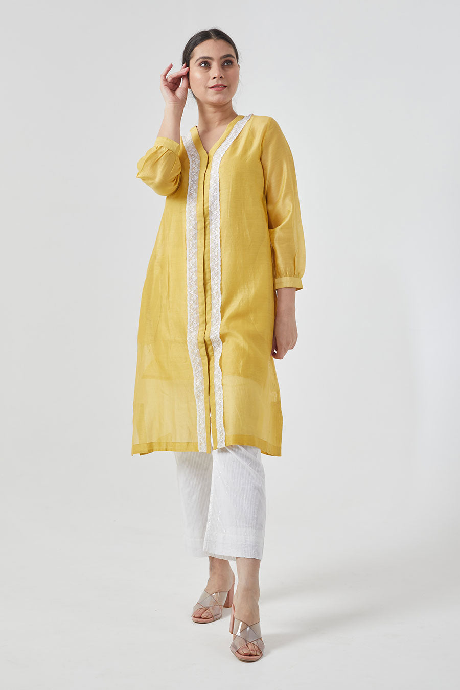 Canary Yellow Shirt Kurta & Pant Set