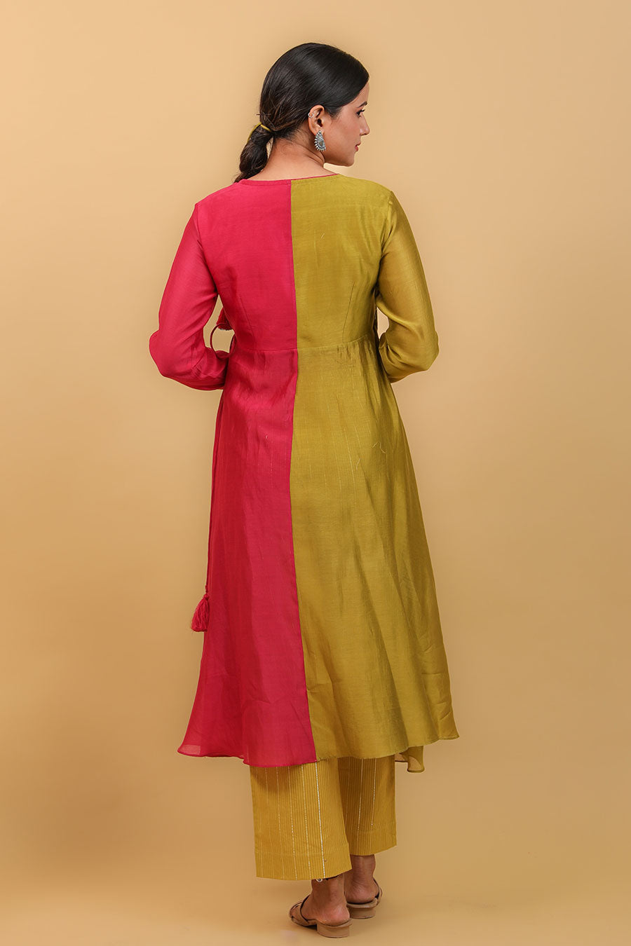 Lime Yellow & Pink Anarkali & Pants