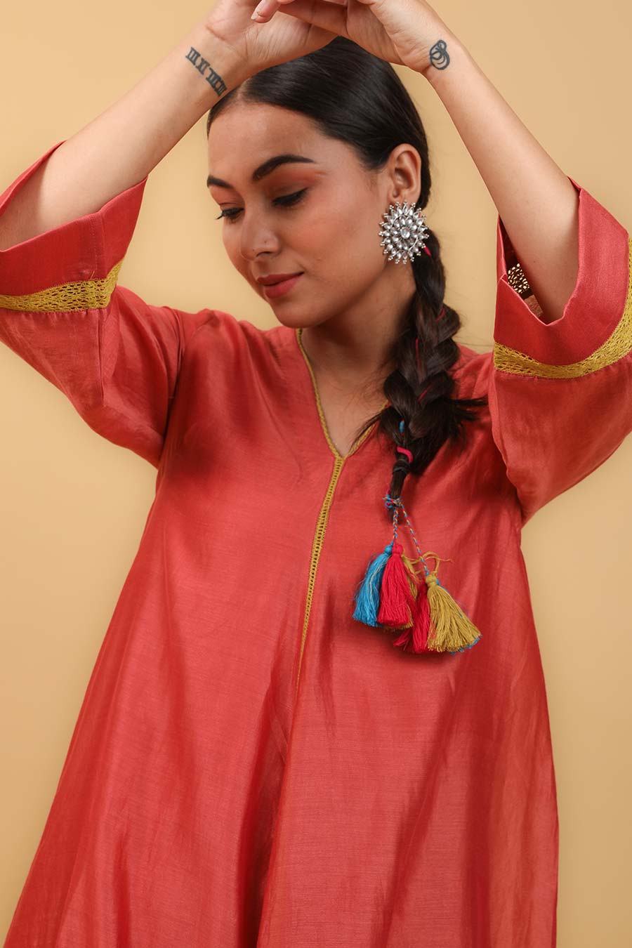 Red Flared Kurta & Salwar Set