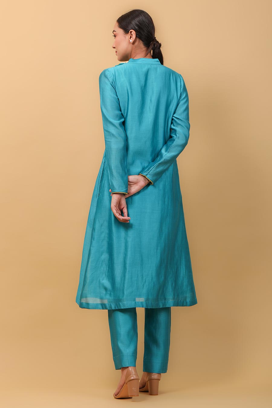 Aqua Blue Overlap Kurta & Pant Set