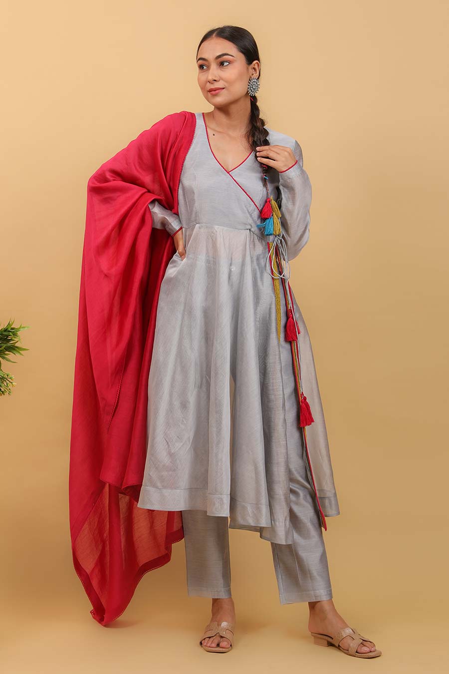 Colour Blocked Anarkali Kurta Set