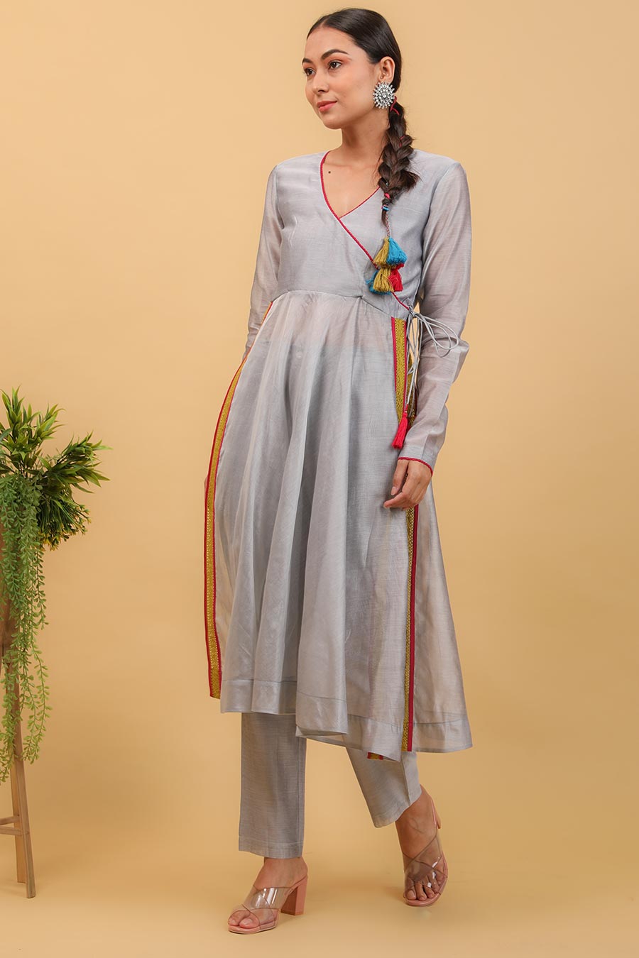 Colour Blocked Anarkali Kurta Set