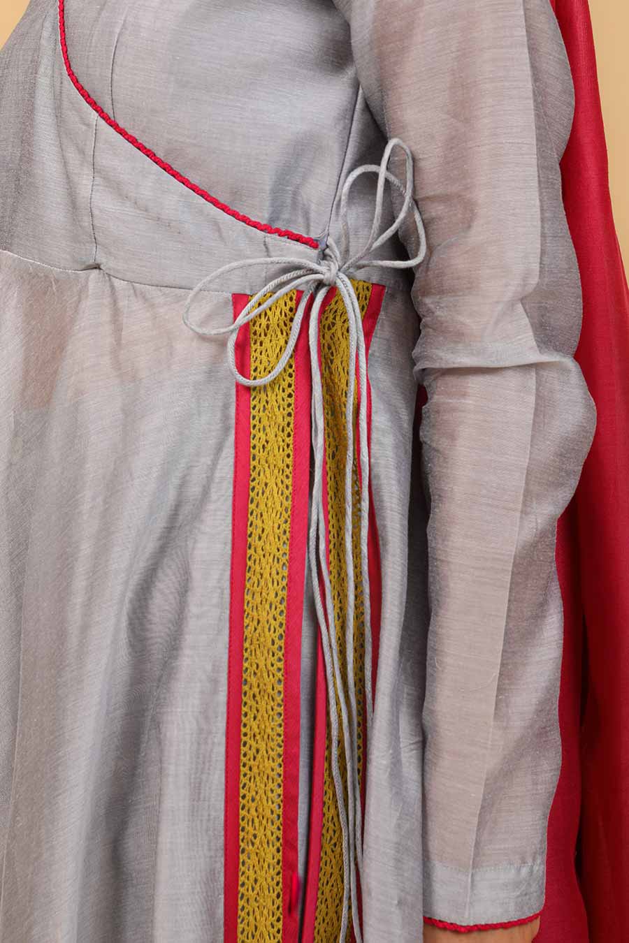 Colour Blocked Anarkali Kurta Set