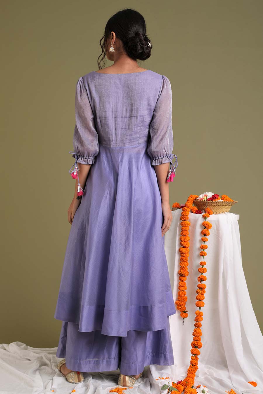 Lavender Embroidered Anarkali & Palazzo Set