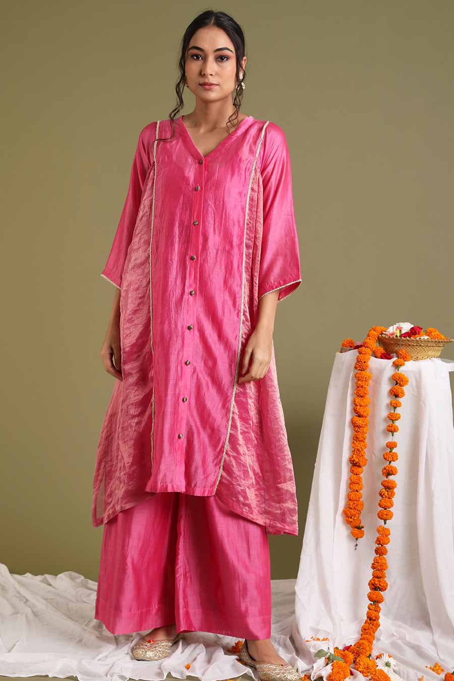 Pink Kalidar Kurta & Palazzo Set