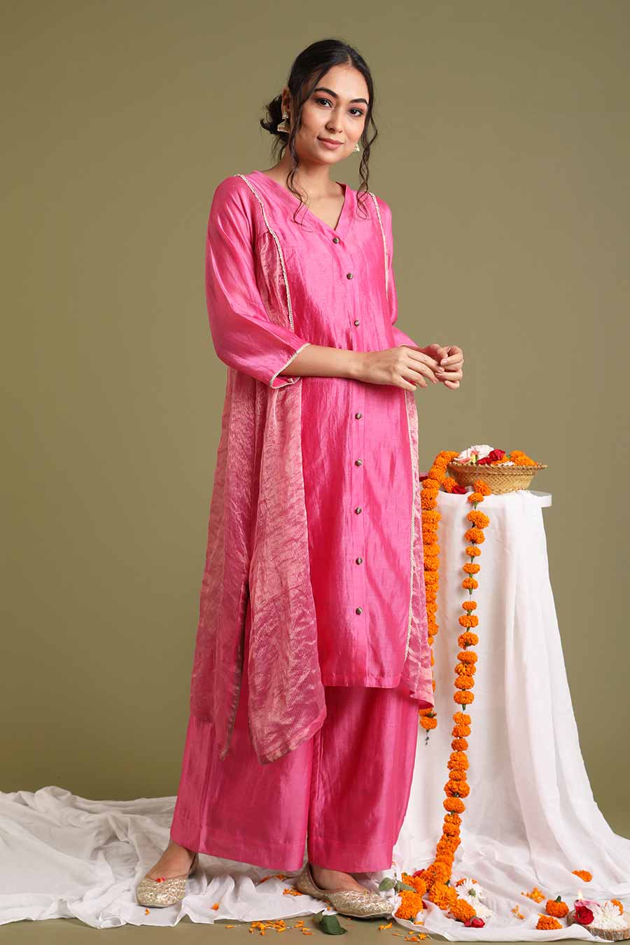 Pink Kalidar Kurta & Palazzo Set