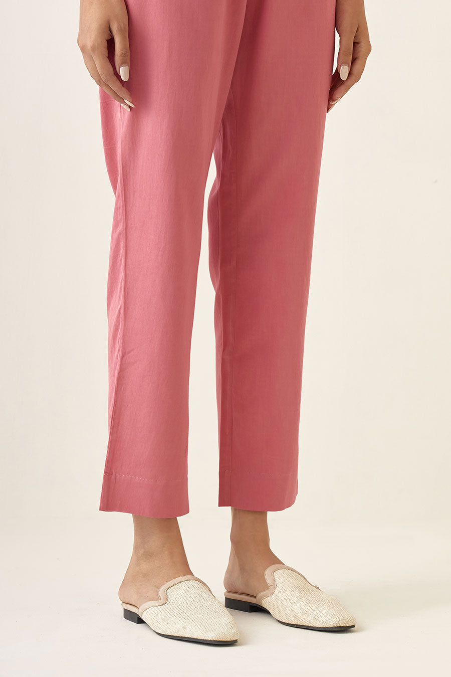Rose Pink Crop Top with Pleated Pant Co-ord Set