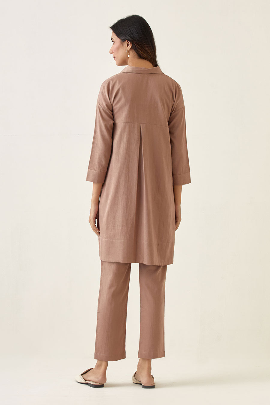 Taupe Embroidered Kurta & Pant Set