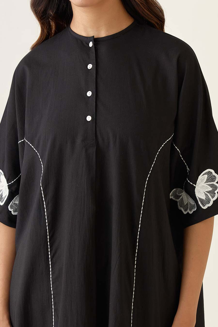 Black Kaftan Style Kurta Set