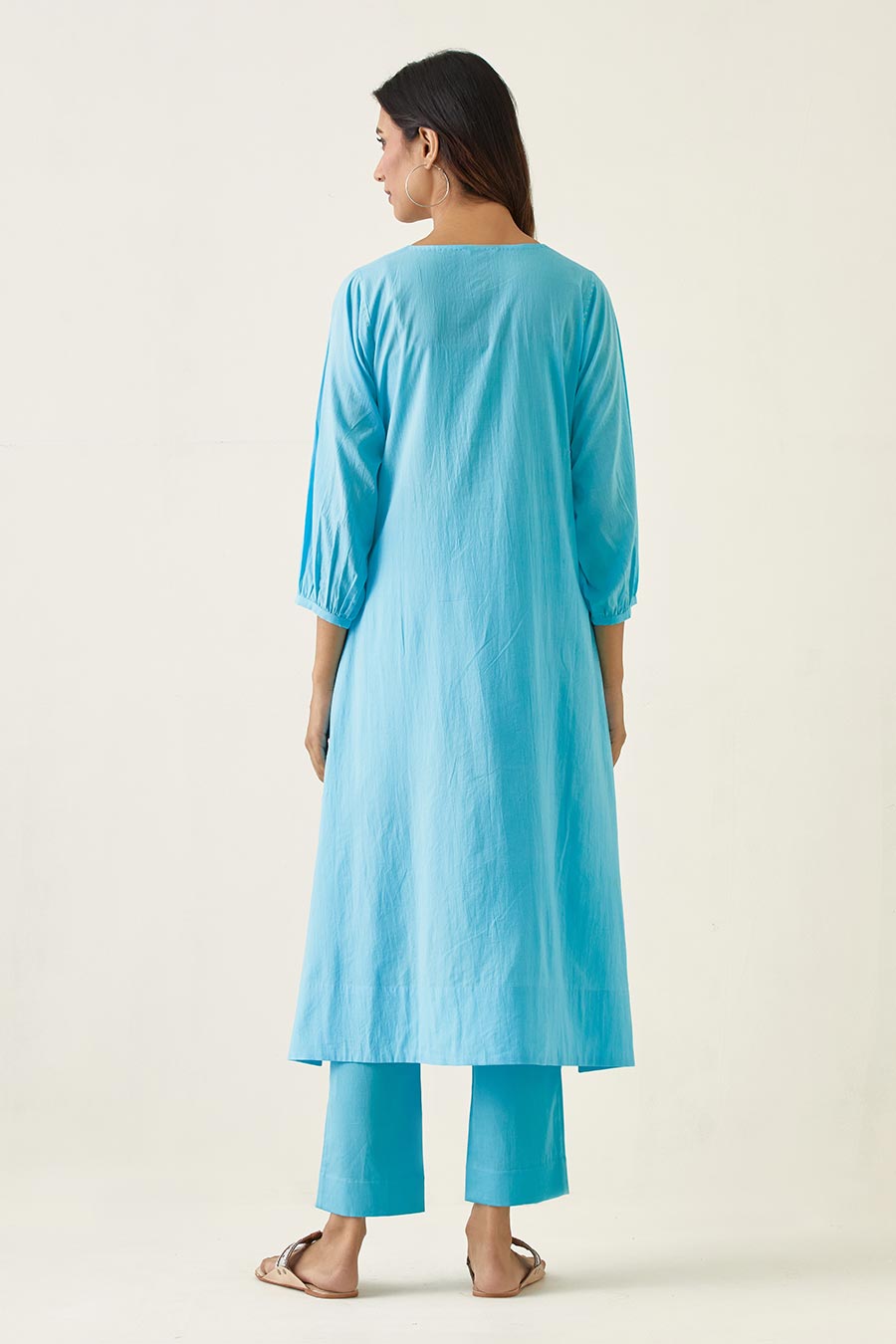 Pastel Blue Embroidered Kurta Set