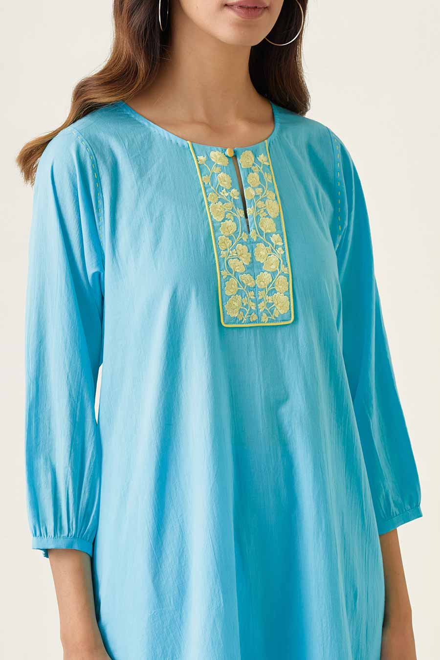 Pastel Blue Embroidered Kurta Set