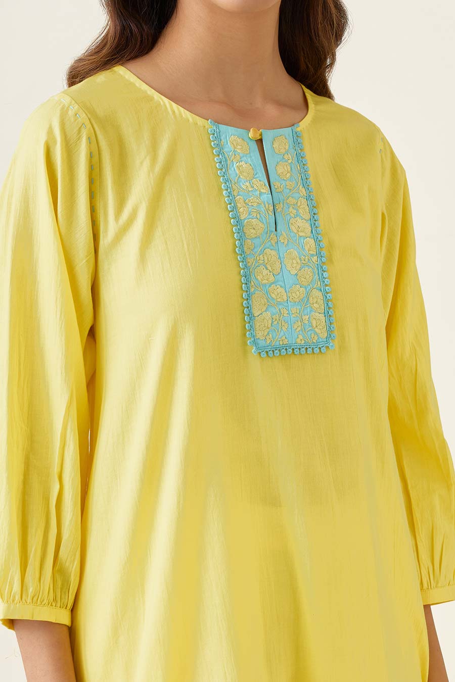 Yellow Embroidered Kurta & Pant Set