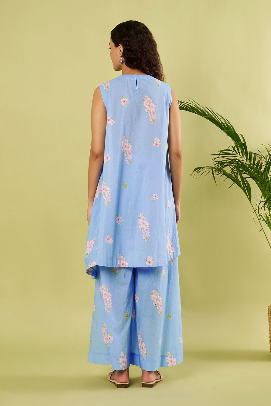 Blue Cotton Printed Tunic & Palazzo Co-Ord Set
