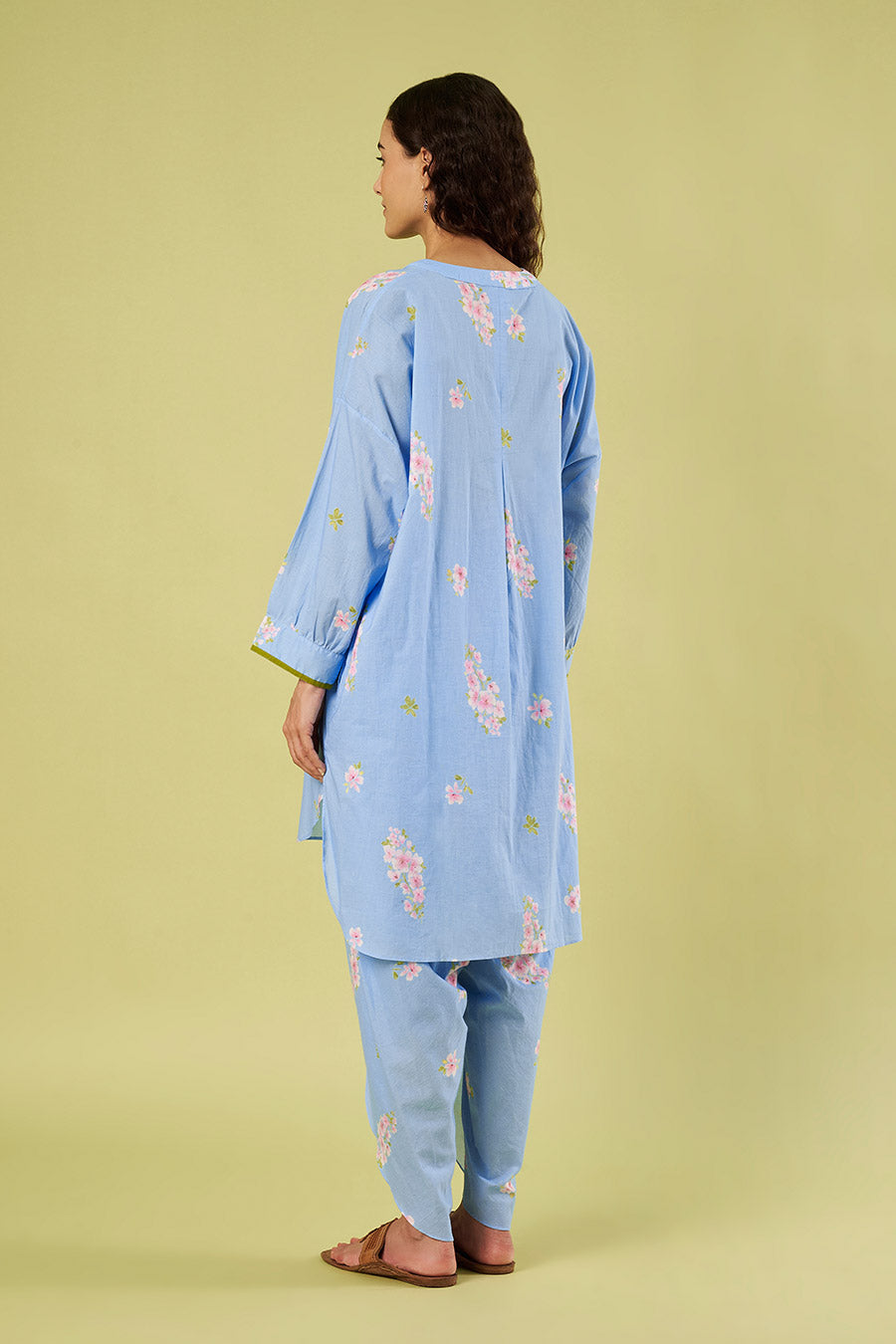 Blue Cotton Printed Kurta & Dhoti Salwar Set
