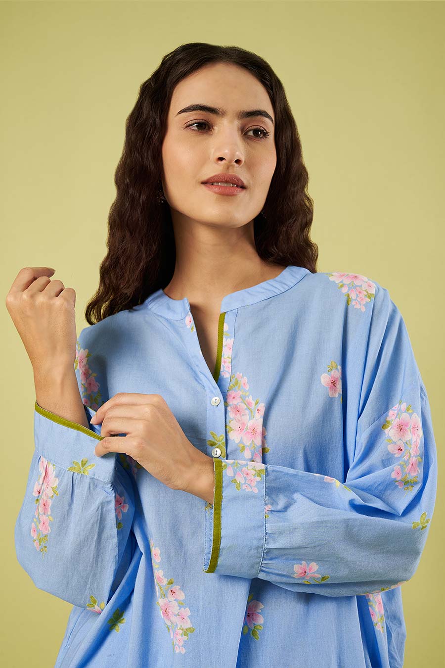 Blue Cotton Printed Kurta & Dhoti Salwar Set