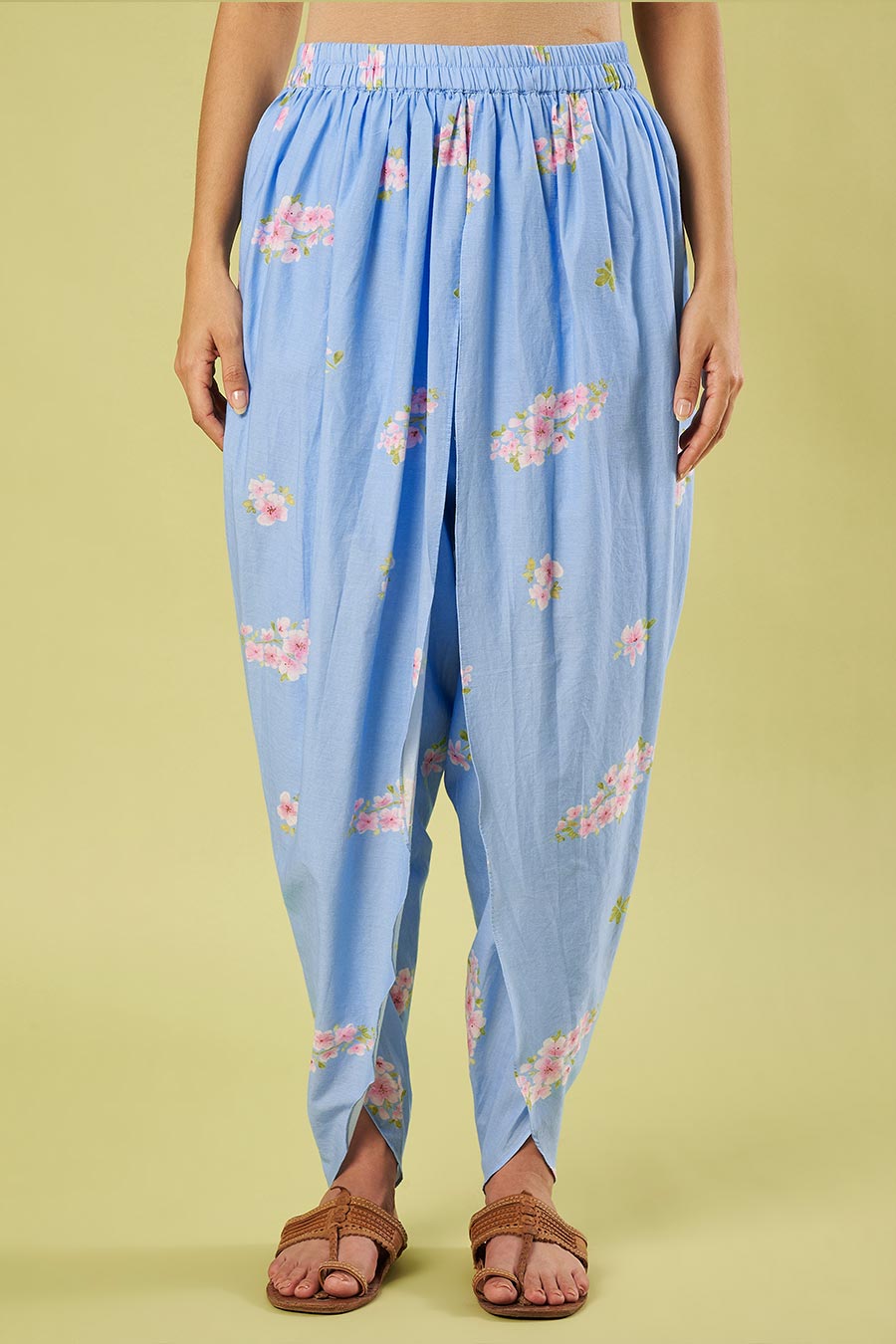Blue Cotton Printed Kurta & Dhoti Salwar Set