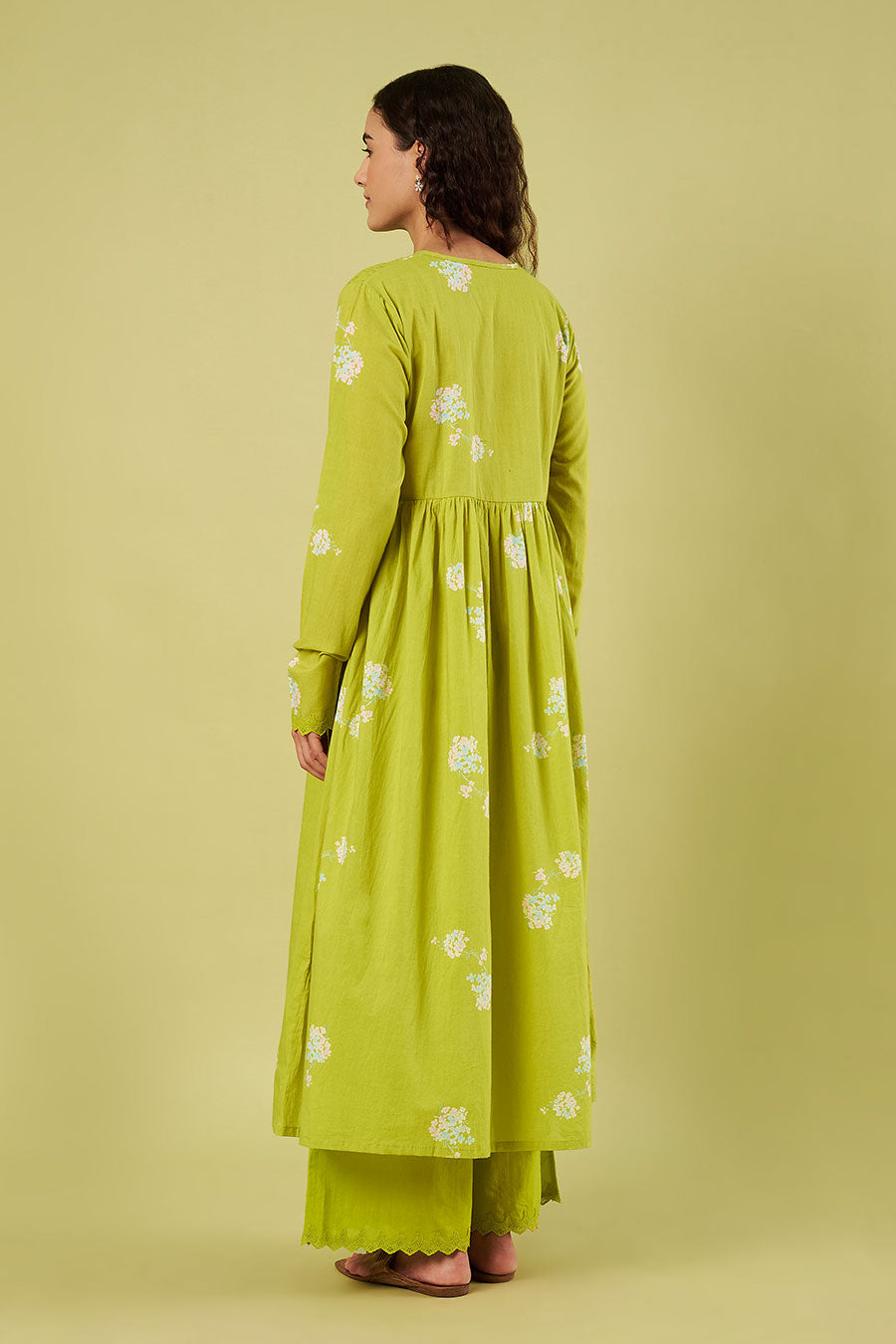 Lime Green Printed Kurta Set With Dupatta