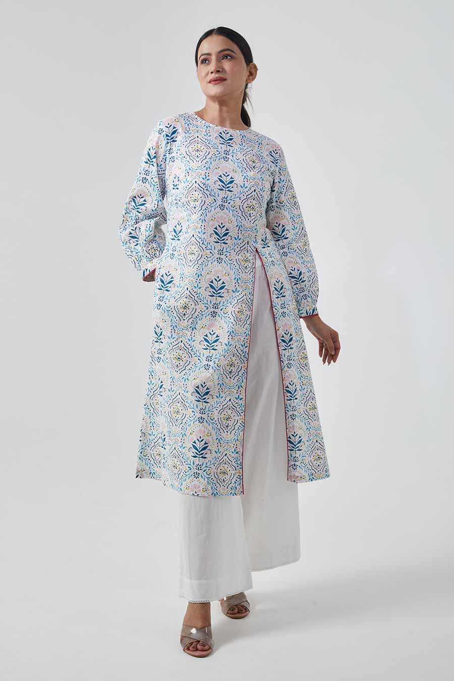 Printed High Slit Kurta & Palazzo Set