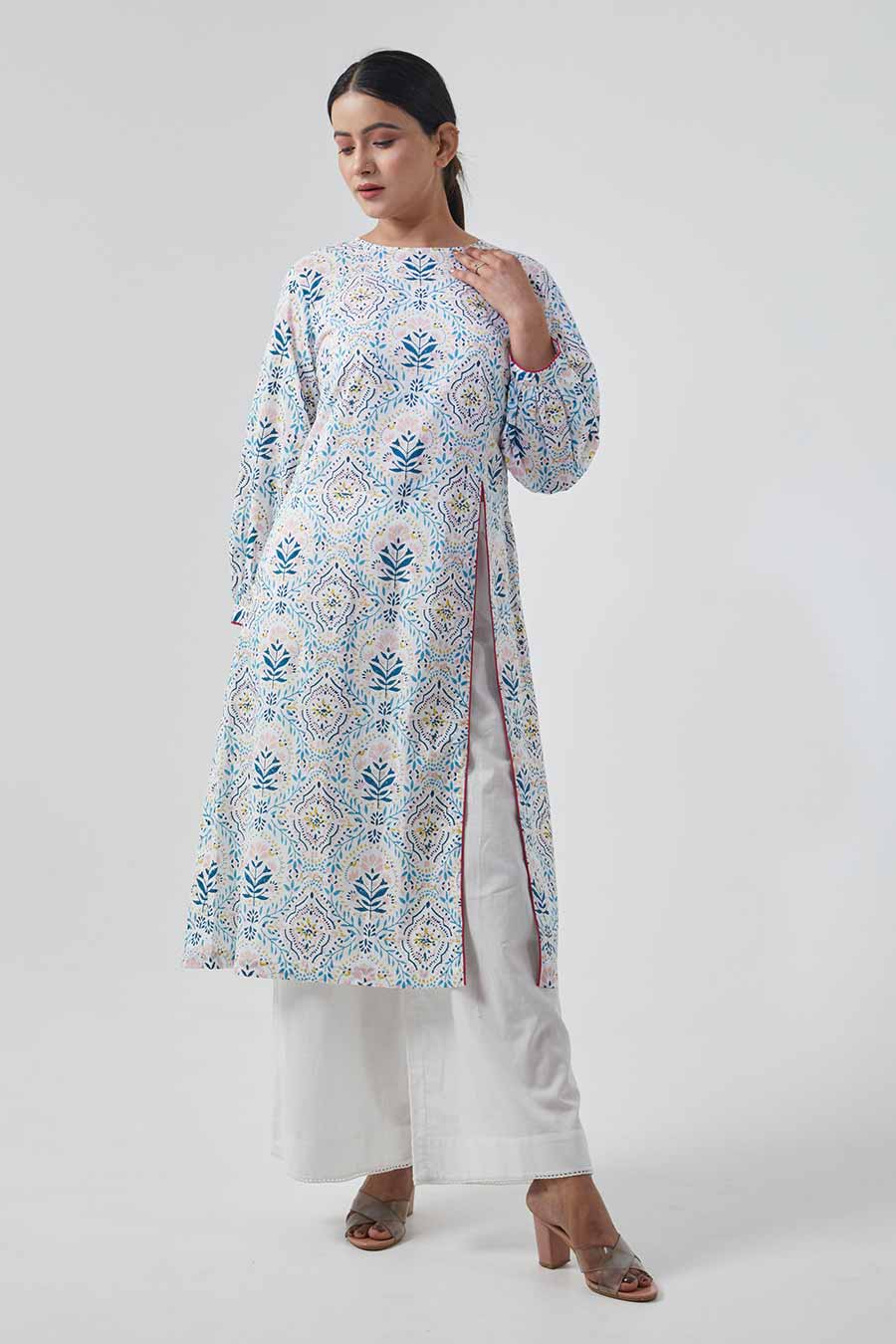 Printed High Slit Kurta & Palazzo Set