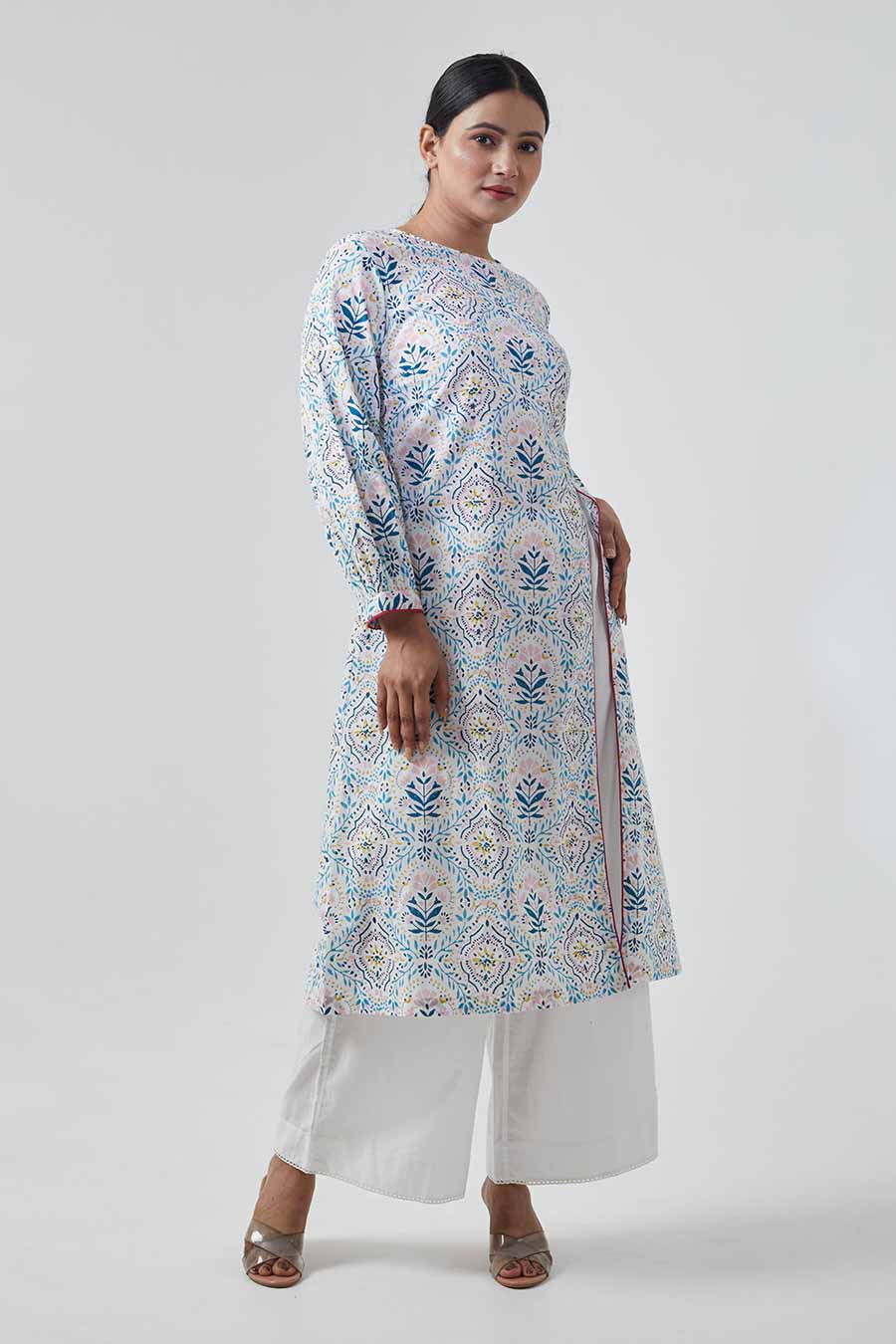 Printed High Slit Kurta & Palazzo Set