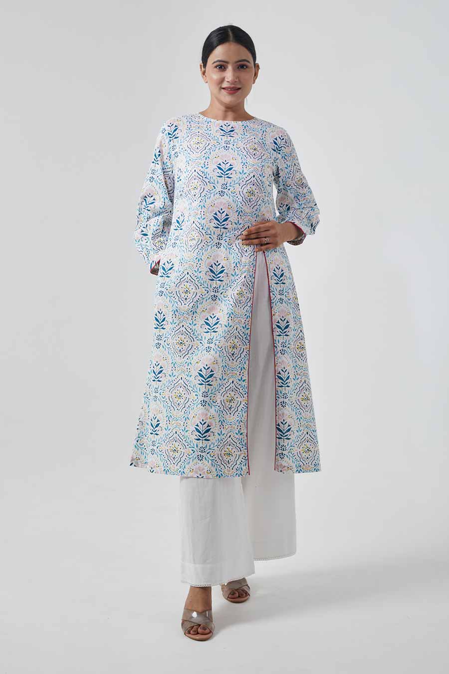 Printed High Slit Kurta & Palazzo Set
