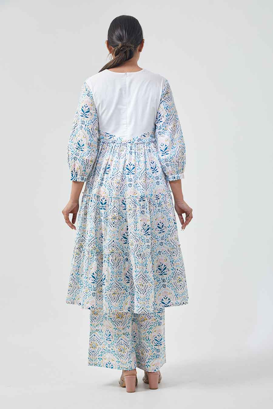 Printed Flared Kurta & Palazzo Set
