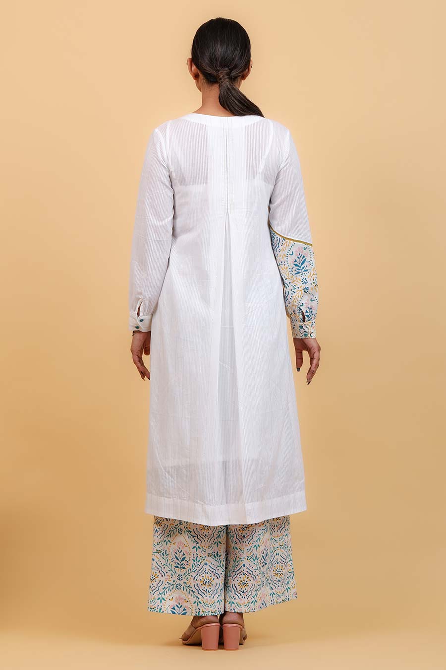 Colour Blocked Shirt Kurta Set