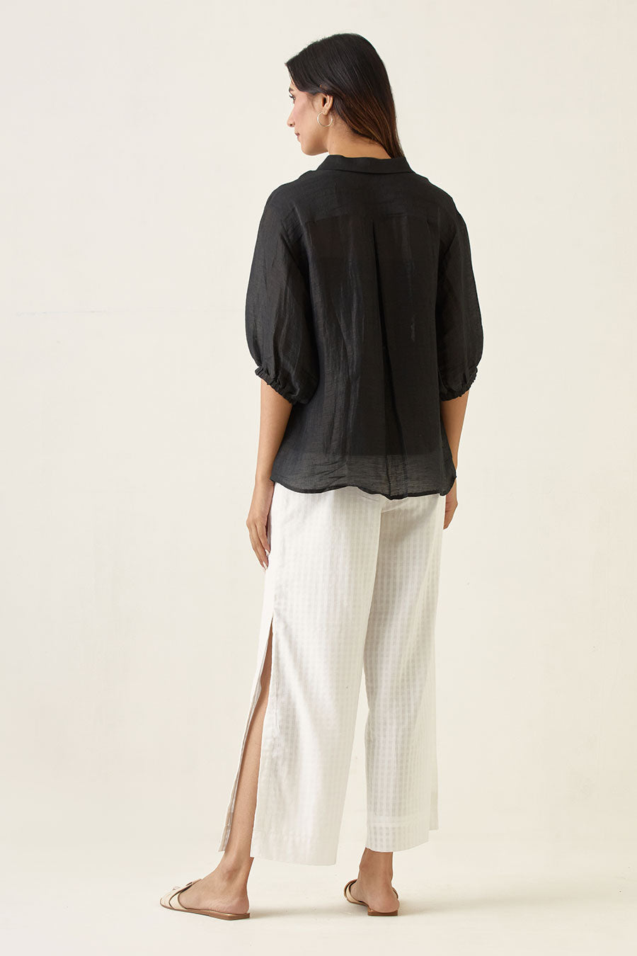 Black Linen Silk Shirt