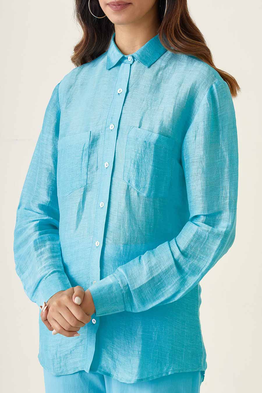 Pastel Blue Linen Shirt