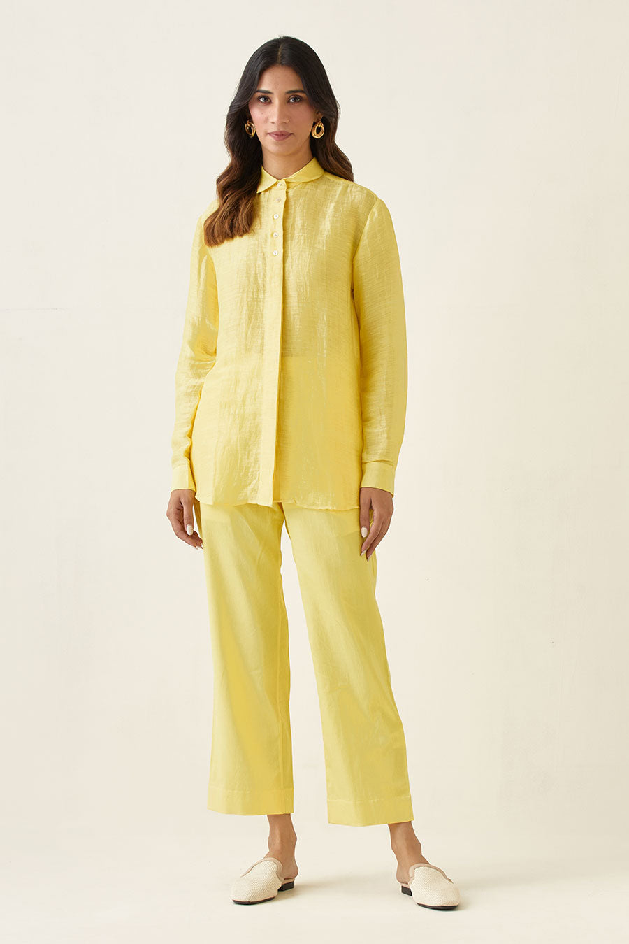 Maize Yellow Linen Silk Shirt