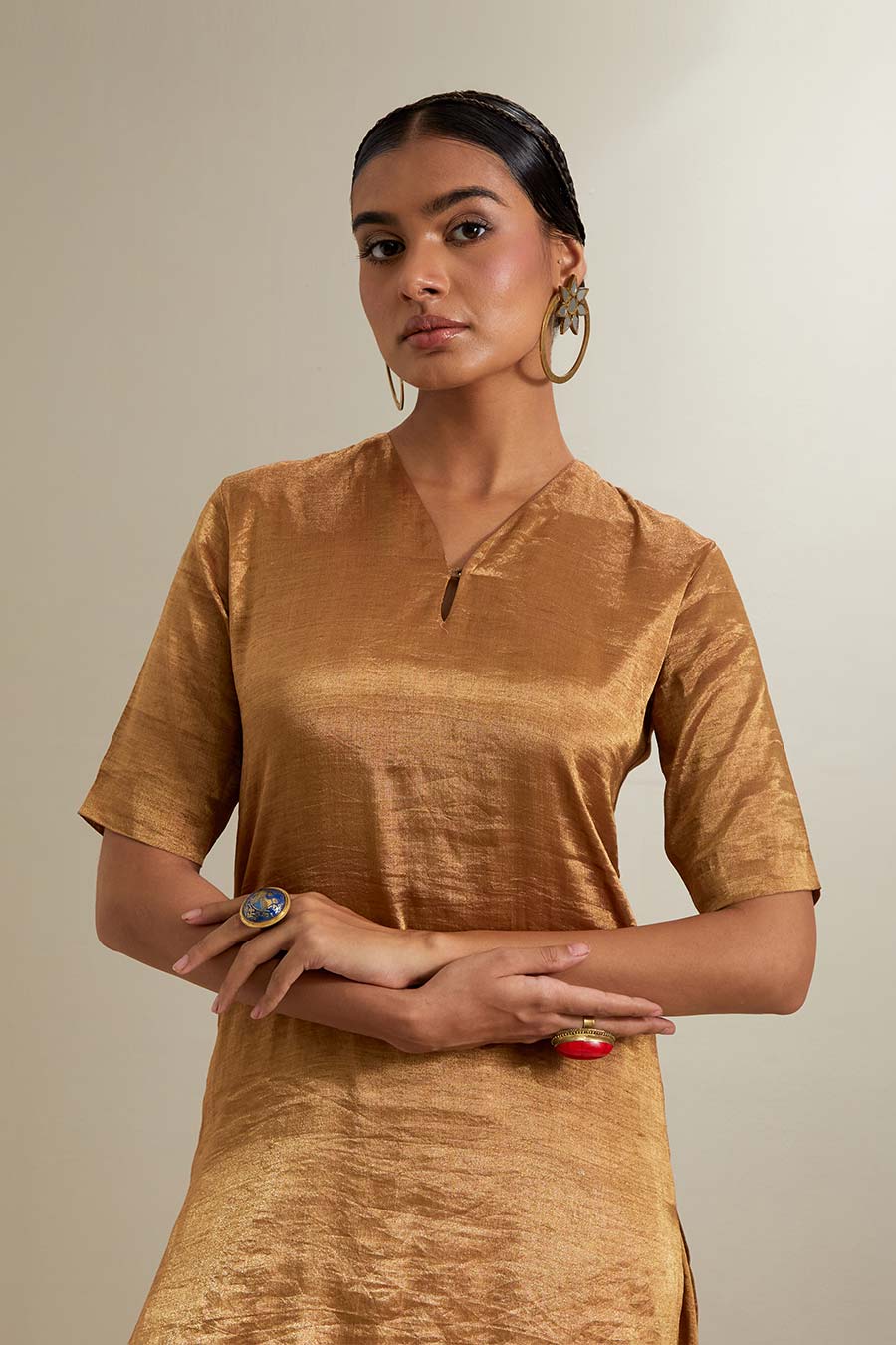 Gold Zari Sharara Set With Silk Embroidered Dupatta