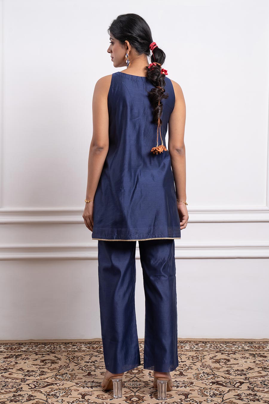 Blue Embroidered Kurta & Pant Set (Set Of 2)
