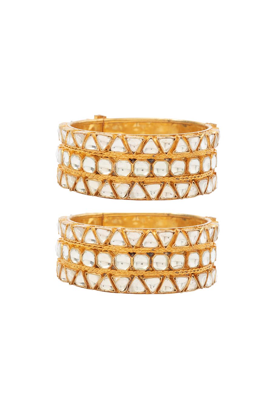 Gold Plated Kundan Polki Bangles (Set Of 2)