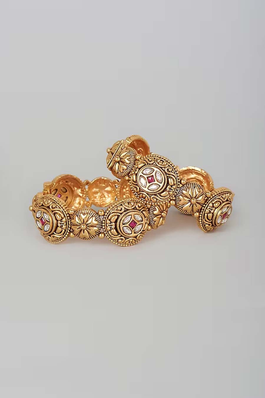 Gold Plated Kundan Kadas (Set Of 2)