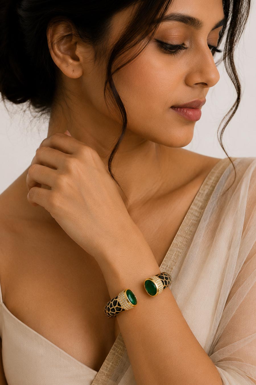 Emerald Noir Enamel Kada Set