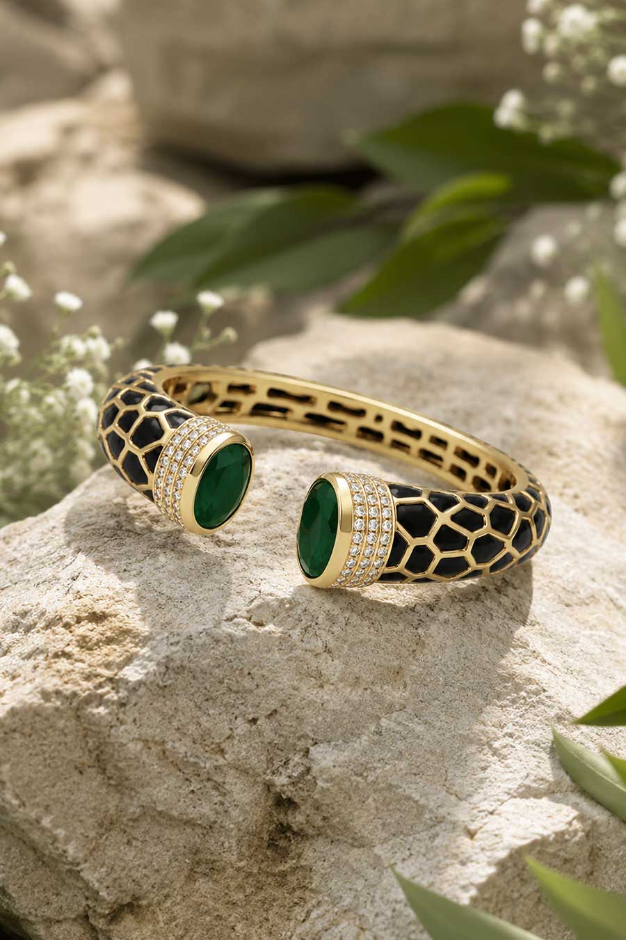 Emerald Noir Enamel Kada Set