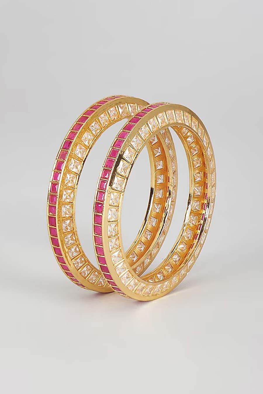 Red Kundan Polki Bangles (Set Of 2)