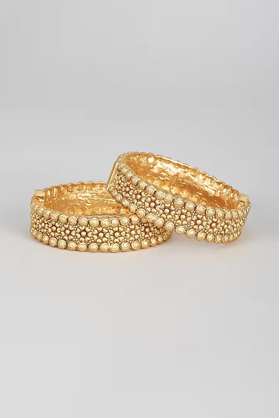 Gold Plated Temple Kadas (Set Of 2)